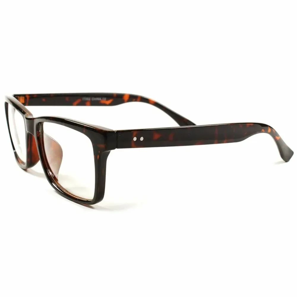 Tortoise Designer Mens womens Fancy Rectangle Cool Clear Lens Glasses Frame